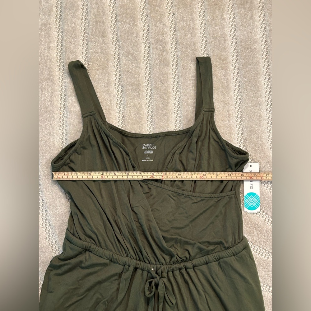 NWT Market & Spruce Sierra Knit Cropped Jumpsuit in Olive - L Petite - Picture 13 of 13